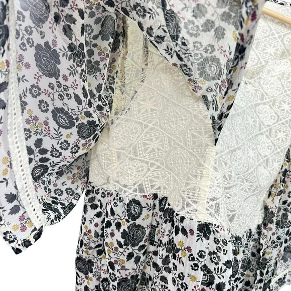 Torrid Floral Top Size Large Lace Boho Peasant Shirt Multicolor Semi-sheer - Picture 5 of 10